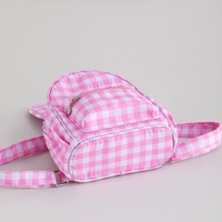 Purple Kids Bunny Ear Gingham Backpack - Cute Mini Bag for Girls thumbnail
