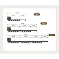 Grey Wall-Mounted Foldable Clothes Drying Rack - 3-Section Aluminum with 15 Windproof Hooks thumbnail