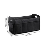 Black Foldable Car Trunk Organizer - Multi-Compartment Storage Box with Handles thumbnail