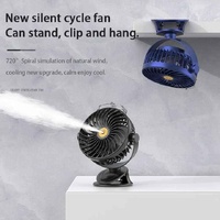 Black Portable Clip-On Mist Fan - Rechargeable Cooling Fan with Adjustable Spray Modes thumbnail