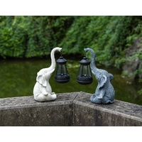 White Meditating Elephant Solar Lantern Statue - Decorative Garden Light for Outdoor Spaces thumbnail