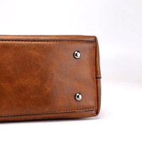 Brown Women's Classic PU Leather Tote Bag with Double Handles - Multi-Pocket Shoulder Bag in Black thumbnail