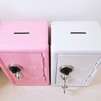 Pink Mini Metal Safe Box with Combination Lock and Key - Compact Security Storage thumbnail