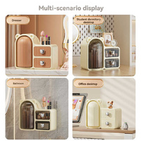 White Cute Bear-Themed Multi-Functional Cosmetic Storage Organizer with Drawers thumbnail