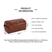 Brown Premium PU Leather Travel Toiletry Bag with Zipper Compartments thumbnail