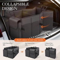 Beige 46L Car Organizer Storage Box with Multiple Compartments and Pockets thumbnail
