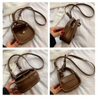 Brown Compact Crossbody Leather Handbag - Chic and Stylish for Everyday Use thumbnail