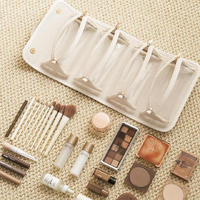 Beige Elegant Cosmetic Bag with Handle - Stylish and Compact for Travel and Storage thumbnail