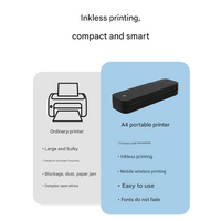 Black A4 Portable Thermal Printer for Android/iOS - Compact and Wireless, Supports Paper Width ≤ 216mm thumbnail