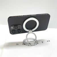 Black Magnetic Phone Ring Stand - 360 Degree Rotating, Slim Design for Convenient Grip and Hands-Free Viewing thumbnail