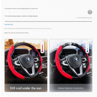 2 PCS Red Steering Wheel Cover - Soft and Comfortable, Fits 38cm Diameter Steering Wheels thumbnail
