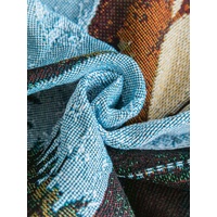 Safari-Inspired Woven Blanket - 160x130cm Artistic Tapestry Throw with Tassel Edges thumbnail