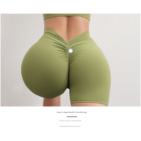 XL Yellow Women's V-Back Scrunch Butt Yoga Shorts - High-Waisted Seamless Workout Shorts thumbnail