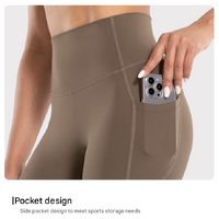 L Dark Khaki High-Waist Seamless Yoga Leggings with Pockets - Ultra Soft & Quick-Dry Workout Tights thumbnail