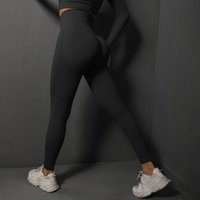 M Black Seamless Butt-Lifting Yoga Leggings - High-Waist Peach Hip Workout Tights thumbnail