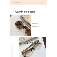 Pink Lenses With Brown Edges Trendy Curved Sunglasses - Cat Eye Design UV Protection Stylish Glare-Blocking Shades thumbnail