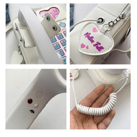 Red Sweet Girl Creative Crossbody Bag with Telephone Design, PU Material, Lightweight and Unique thumbnail