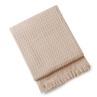 130*230CM Khaki Nordic Solid Color Knitted Sofa Throw Blanket with Tassels - Waffle Weave Polyester Decorative Blanket thumbnail
