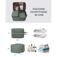 Bean Green 40L Large Capacity Travel Business Backpack with Expandable Compartments, Including 2 Toiletry Bags and Shoe Bag - Durable Oxford Fabric thumbnail