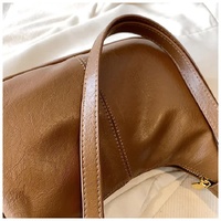 Brown Vintage PU Leather Shoulder Bag - Women's Simple and Stylish Tote Bag for Commuting and Casual Use thumbnail