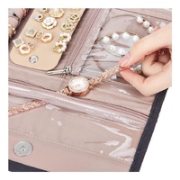 Black Portable Travel Jewelry Organizer Roll - Foldable Jewelry Storage Pouch for Earrings, Rings, and Necklaces(Jewellery is a shooting prop and is n thumbnail