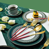 White And Gold Patchwork Colours 410 Stainless Steel 16-Piece Flatware Set - Elegant Dinnerware with Knife, Fork, Spoon for 4 People thumbnail