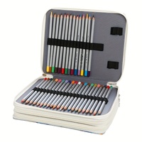 White Background + Dragonfly Pattern 124-Slot Large Capacity Zippered Pencil Case - Triple-Layer Oxford Fabric Organizer for Colored Pencils, Art Supp thumbnail