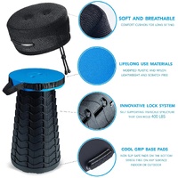 Rainbow Color Stitching Blue Portable Outdoor Telescopic Folding Stool with 100 Weight-Bearing Buckles, Lightweight and Compact Design, Perfect for Fi thumbnail