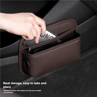 Black PU Leather Car Storage Organizer with Dual Charging Holes and Inner Mesh Pocket, Multi-functional Door Handle Hanging Bag for Phones and Accesso thumbnail