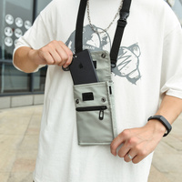 Black Water-Resistant Nylon Crossbody Phone Bag - Compact Travel Wallet & Card Holder for Men and Women(Mobile phones and cards are shooting props, no thumbnail