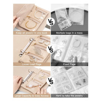 1 Piece Dark Green Luxury Leather Loose-Leaf Jewelry Organizer - Portable Large-Capacity Storage Book for Earrings and Necklaces(Jewellery is a shooti thumbnail
