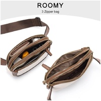 Black And Brown Color Matching Adjustable Waterproof PU Leather Waist Bag - Stylish Crossbody Belt Bag for Men & Women thumbnail