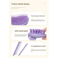 Light Brown Eco-Friendly Wheat Straw Hair Care Set - Massage Brush, Detangling Comb, and V-shaped Comb for All Hair Types thumbnail