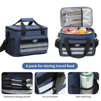 Dark Blue 18L Large Capacity Outdoor Insulated Cooler Bag - Portable Picnic Ice Pack with Shoulder Strap thumbnail