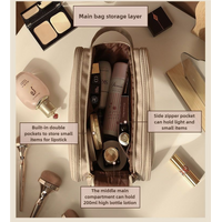 Pink Large Capacity Makeup Organizer Bag - Travel-Friendly Double-Zip Cosmetic Storage Case for Women(Makeup items are shooting props and are not incl thumbnail