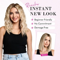 Light Gold 12-Inch Clip-in Wavy Hair Extensions - 4-Piece Set,  Easy to Apply, Instant Volume Boost thumbnail
