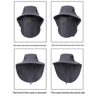 Grey Outdoor Sun Hat with Face & Neck Protection, Quick-Dry, Breathable UV Protection Cap for Men and Women - Adjustable, Dust & Insect Repellent Hiki thumbnail