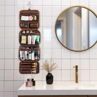 Coffee Luxury PU Business Travel Toiletry Bag - Large Capacity Waterproof Makeup Organizer with Dividers - Portable & Stylish Bathroom Storage thumbnail