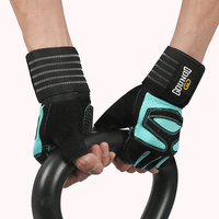 Size M Black And Blue Breathable Anti-Slip Gym Gloves for Workout and Weightlifting - Durable, Adjustable Fitness Gloves for Men and Women thumbnail