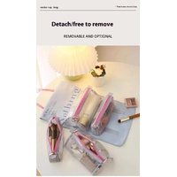 Beige Portable 4-in-1 Cosmetic Storage Bag, Removable Travel Organizer for Makeup, Toiletries, and Small Accessories thumbnail