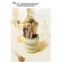 Pink 360° Rotating Makeup Brush Holder with Clear Dome – Stylish Organizer for Vanity, Desk, and Bathroom thumbnail