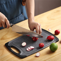 Black 3-Piece Marble Pattern Cutting Board Set – Non-slip PP Plastic, Hanging Design, Kitchen Knife Chopping Board for Vegetable and Meat Prep thumbnail