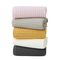 Light Brown Luxury Cotton Waffle Bath Towel, Soft, Quick-Drying, Water Absorbent, Unisex, for Home Use thumbnail