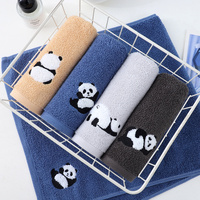2 Pcs Blue Panda Print Soft Cotton Hand Towel, Super Absorbent Mini Towels, 34x75cm thumbnail