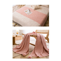 Beige 110cm x 150cm Soft Tassel Throw Blanket for Sofa or Bed, Cozy  Casual Blanket for Office Nap, Minimalist Bed End Cover thumbnail