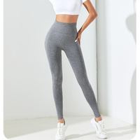 Black Size L High-Waisted Butt-Lifting Seamless Yoga Leggings for Women - Knitted Fitness Pants thumbnail