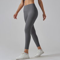 Dark Grey Size M High-Waist Seamless Yoga Pants for Women - Fitness Leggings with Pockets, Quick-Dry, Butt-Lifting, Stretchable Workout Tights thumbnail