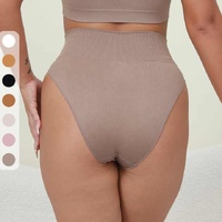 3 Pcs Size L White Microfiber High-Waisted Thong Underwear with Tummy Control - Slimming Comfort thumbnail