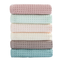 Brown Pure Cotton Waffle Weave Bath Towel - Soft, Absorbent & Extra Large 70x140 cm for Home Use thumbnail