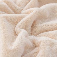 Apricot 70*100cm Plush Toscana Rabbit Hair Throw Blanket - Soft Flannel Fleece for All Seasons, Perfect for Couch & Bed thumbnail